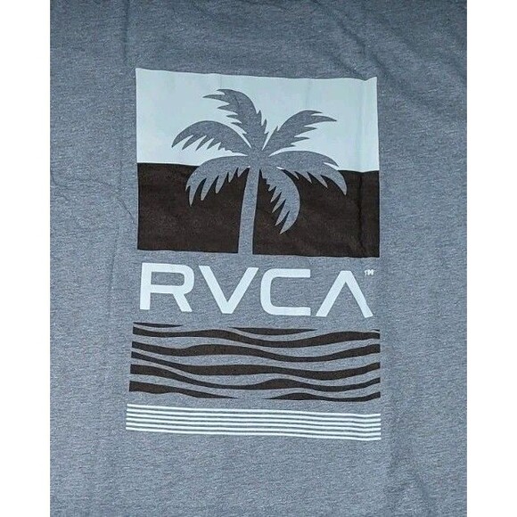 RVCA Palm Tree Beach Logo Mens Double Sided T Shirt Size XL - Picture 2 of 5